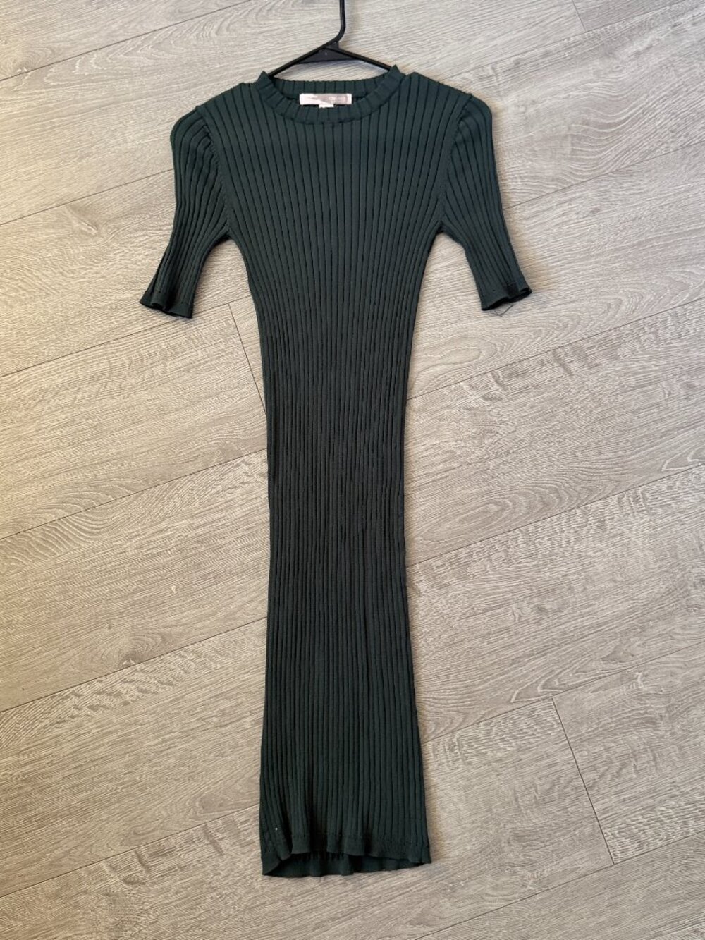 Forever 21 Contemporary Dark Green Ribbed Knit Midi Dress Size Medium